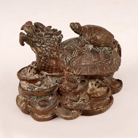 Handmade Brass Turtle Statue in Chinese Art