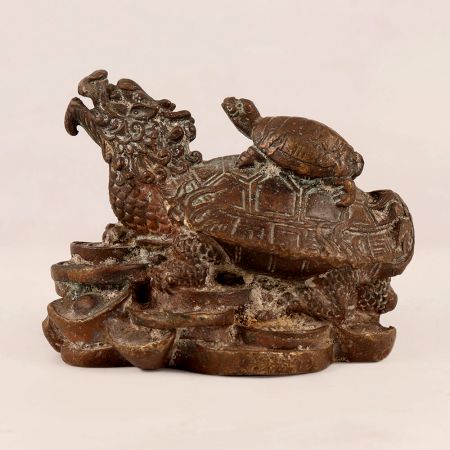 Handmade Brass Turtle Statue in Chinese Art
