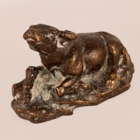 Handcrafted Brown Ox Statue Made of Brass