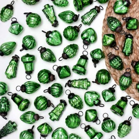 Green Glass Christmas Ornaments - Glass Ornaments for Decoration and Gift-Pack of 25 Pieces