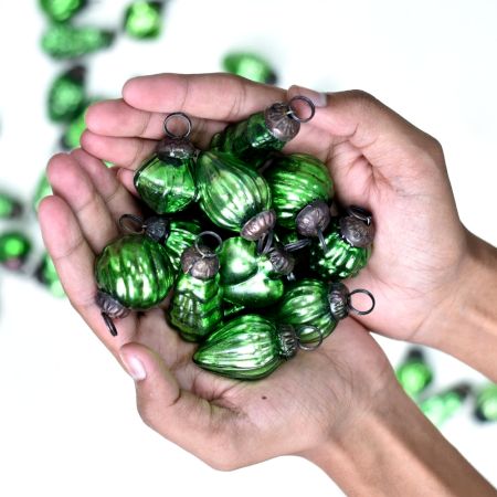 Green Glass Christmas Ornaments - Glass Ornaments for Decoration and Gift-Pack of 25 Pieces