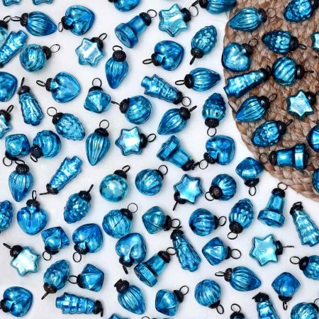 Turquoise Christmas Ornaments - Glass Ornaments for Decoration and Gift-Pack of 25 Pieces