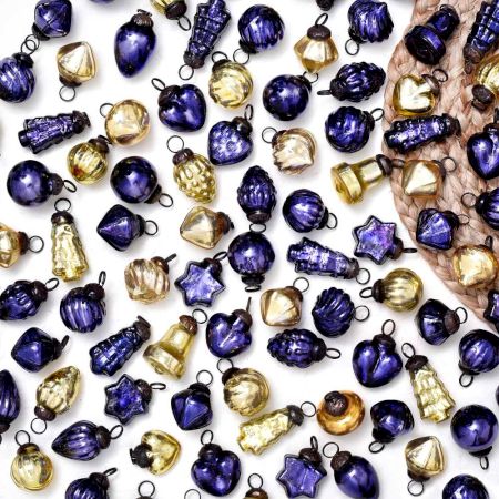25 Pieces Purple and Gold Christmas Ornaments - Vintage Golden Christmas Tree Ornaments