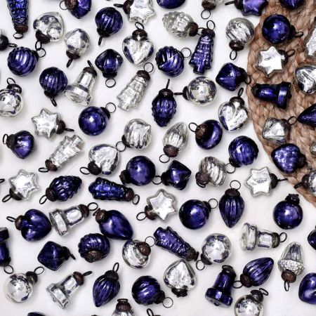 25 Pieces Purple and Silver Ornaments For Tree Decoration - Glass Christmas Ornaments