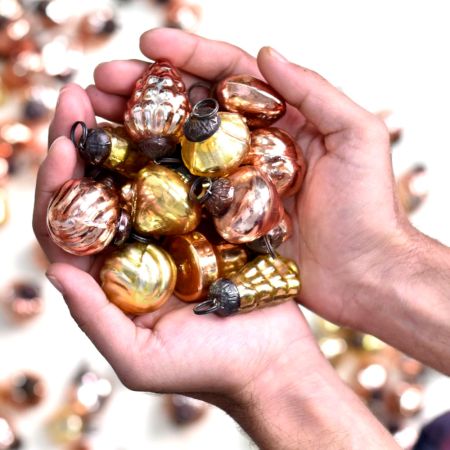 25 Pieces Rose Gold and Gold Christmas Ornaments - Vintage Golden Christmas Tree Ornaments
