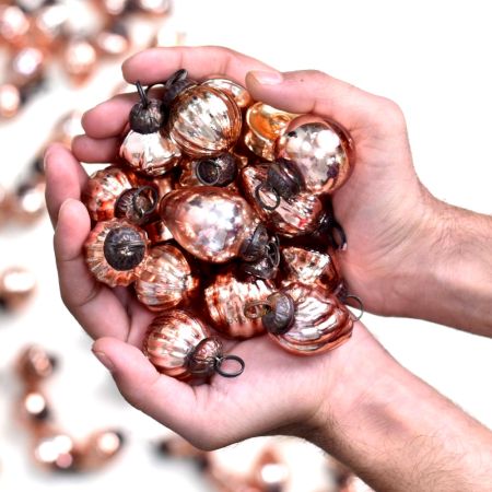 Rose Gold Glass Christmas Ornaments - Glass Ornaments for Decoration and Gift 25 pieces