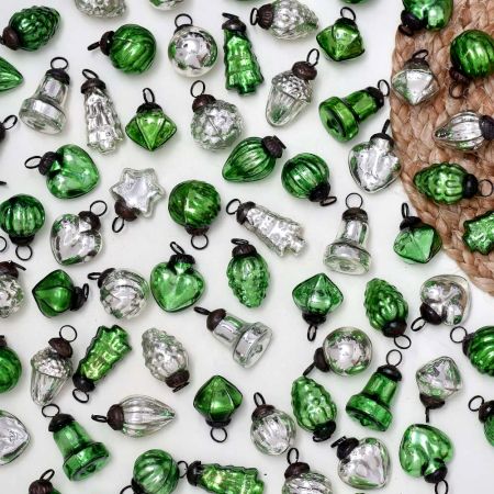 Modern Green and Silver Coloured Christmas Ornament 25 Pieces