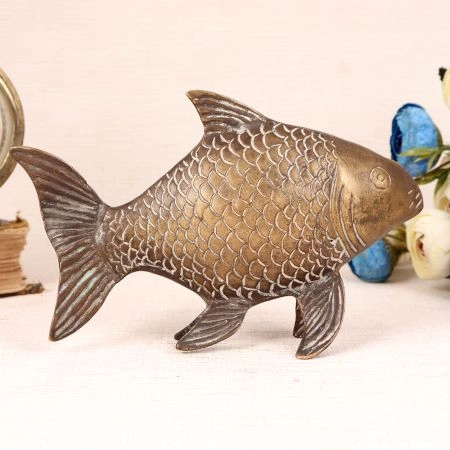 Premium Brass Handmade Fish Statue in English Art