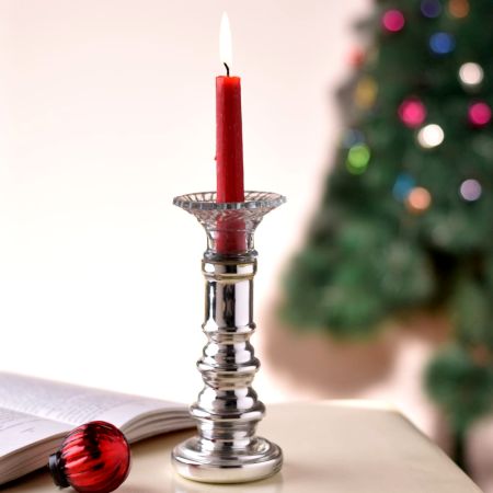 Decorative Candle Holders Made of Premium Glass in Silver Finish