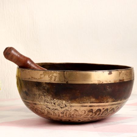 Handmade Bell Metal Tibetan Om Singing Bowl for Decor