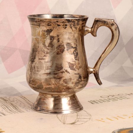 English Art Handmade Mug Made of Finest White Metal