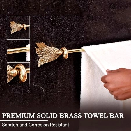 Modern Premium Brass Towel Hanger in Golden Finish