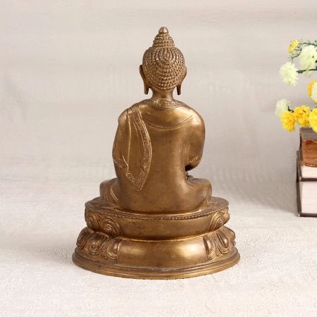 Handmade Antique Brown Lord Buddha Statue Made of Brass