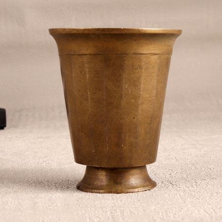 Elegant Brown Brass Holy Water Glass for Prayer Room