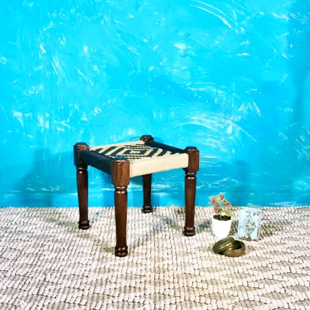 Ryan Charpai Stool Black and Beige