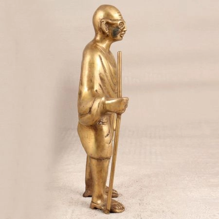 Handcrafted Brass Mahatma Gandhi Statue in Antique Brown Finish