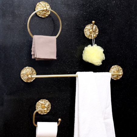 Golden Finish Towel Hanger Made of Premium Brass