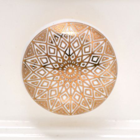 Golden Flower Flat Ceramic Dresser Knob
