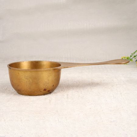 Brown Finish Premium Brass Holy Spoon for Hindu Rituals