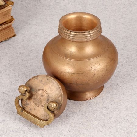 Elegant Brown Handmade Gangajali Pot Made of Finest Brass