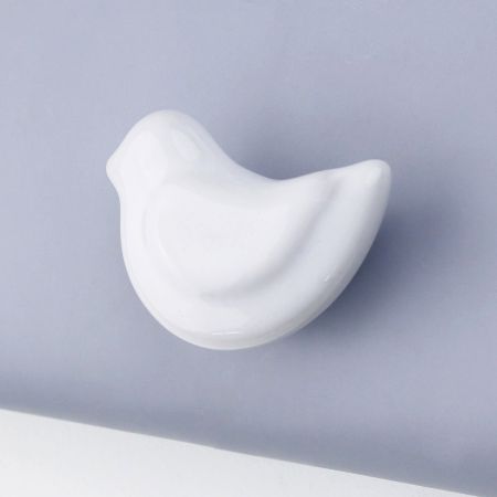 White Mix Animals Pattern Ceramic Cabinet Knobs 6 Pieces