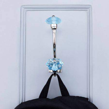 Decorative Multicolor Glass Iron Wall Hooks 6 Pieces