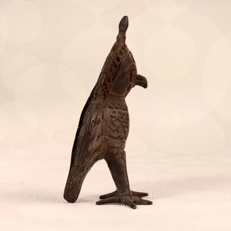 Vintage Tribal Art Brass Statue of Owl for Home Decor