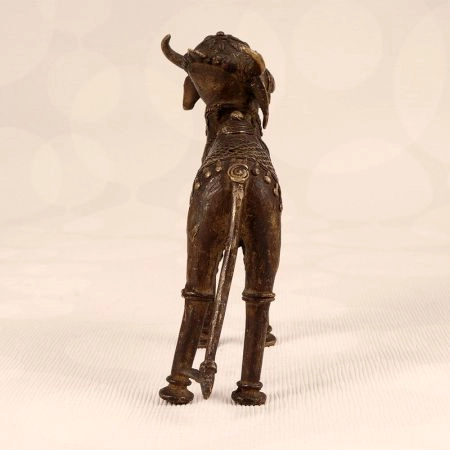 High-Quality Brass Nandi Statue in Tribal Art for Decoration