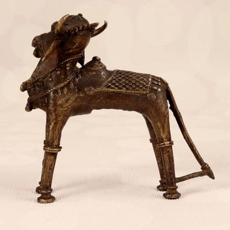 High-Quality Brass Nandi Statue in Tribal Art for Decoration
