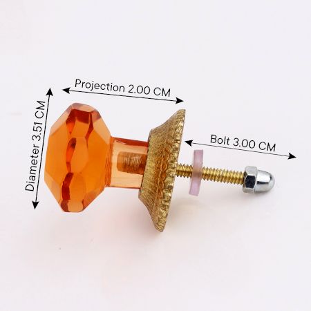 Amber Octagon Shape Glass Drawer Knob