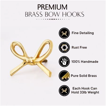 Decorative Gold Bow Hooks Wall Mounted Coat Hook