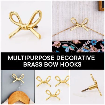 Decorative Gold Bow Hooks Wall Mounted Coat Hook