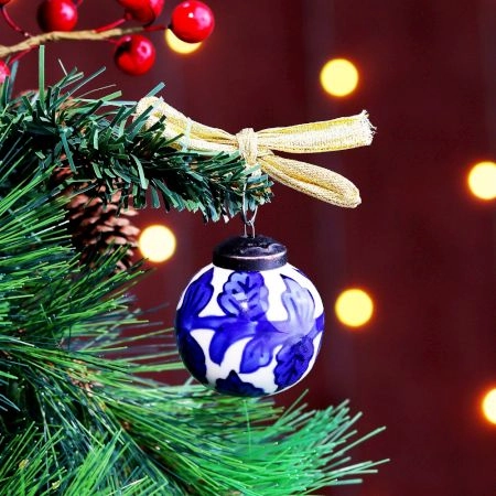 12 Pieces Hand painted Multicolor Round Balls Ceramic Christmas Ornaments