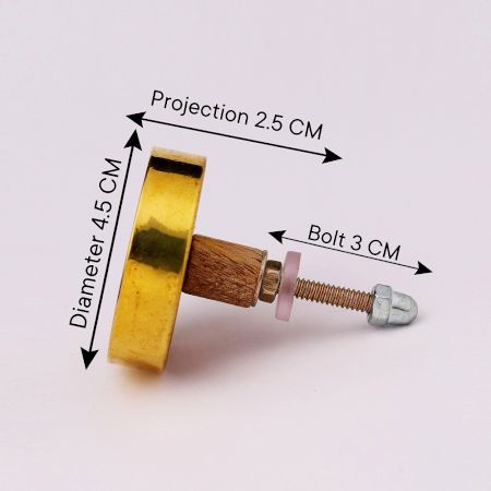 Round Brass and Wood Decorative Drawer Knob