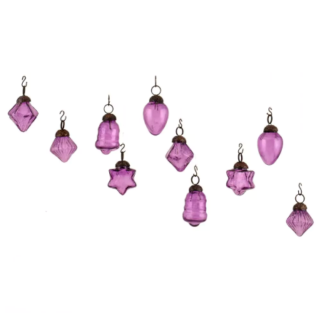 Purple Combo Glass Tiny Christmas Hanging Set of 25