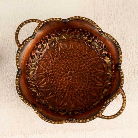 Beautiful Engraved Copper Brass Urli for Home & Office Decor