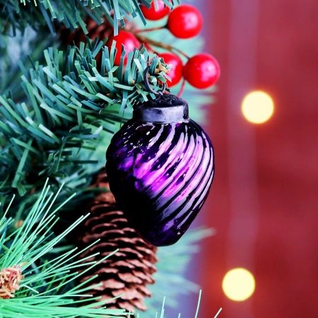 12 Pieces Glass Purple Ornaments For Tree Decoration