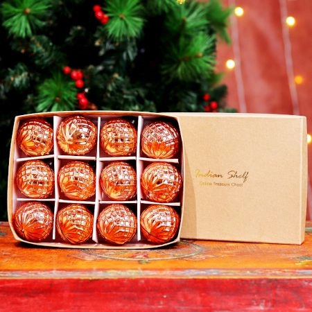 12 Pieces Modern Glass Christmas Hanging Ornaments For Tree Decoration 
