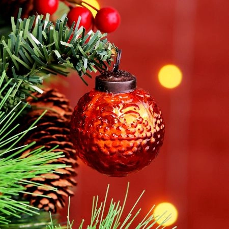 12 Pieces Amber Glass Christmas Ornaments For Tree Decoration