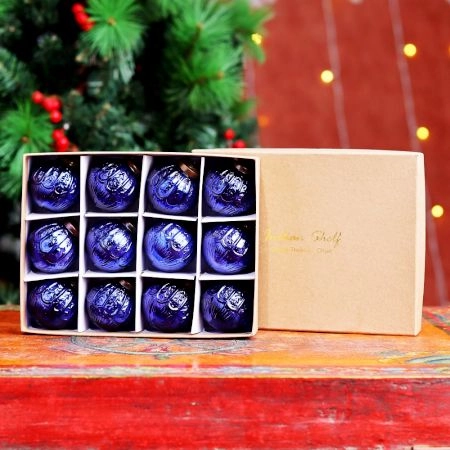 12 Pieces Modern Blue Coloured Christmas Ornaments