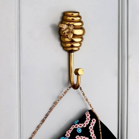 Modern Bee Honeycomb Aluminum Hook In Golden Finish