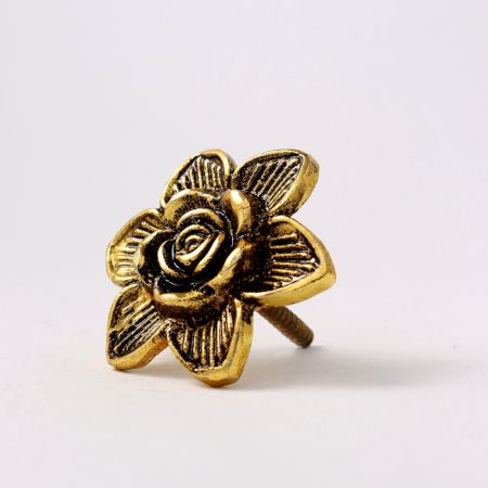 Modern Golden Rose Flower Aluminium Wall Hooks-3 Pieces