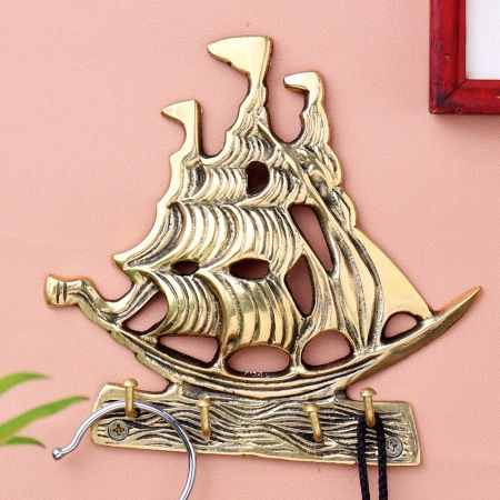 Golden Brass Ship Wall Hook