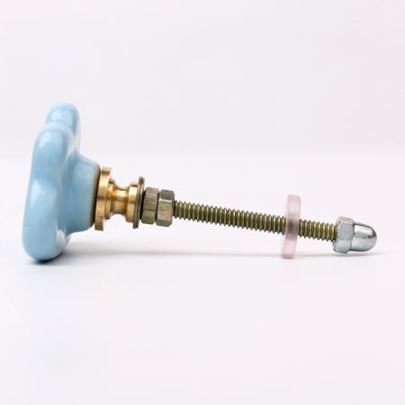 Sky Blue White Dot Cloud Ceramic Cabinet Knob