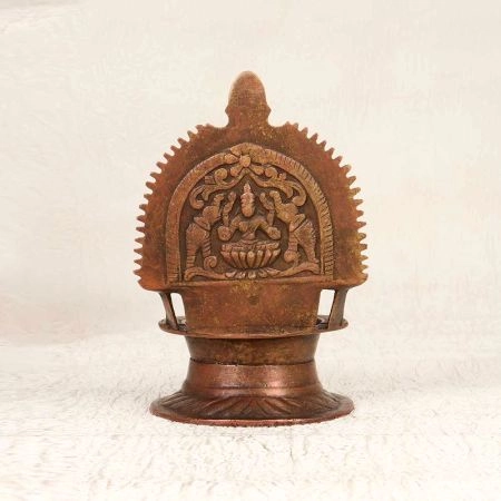 Beautiful Brown Brass Gajlaxmi Oil Lamp for Prayer Room