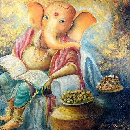 Lord Ganesha Canvas Painting for Prayer Room