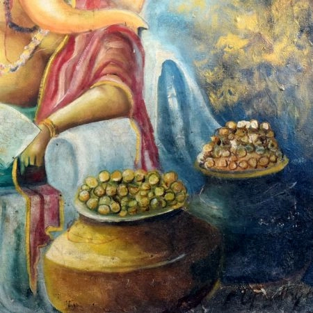 Lord Ganesha Canvas Painting for Prayer Room