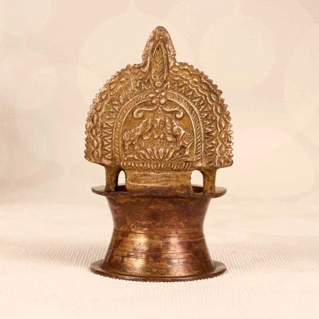 Indian Traditional Brass Gaja Lakshmi Oil Lamp for Rituals