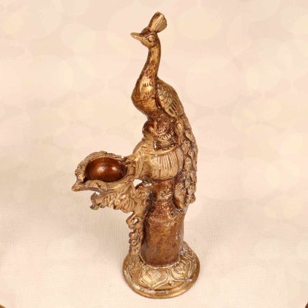 Decorative Peacock Oil Lamp Made of High-Quality Brass
