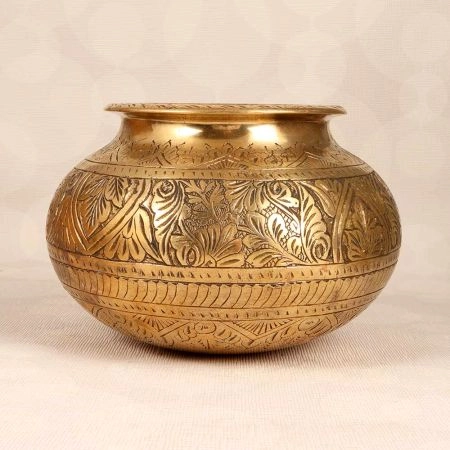 High-Quality Brass Engraved Cooking Pot for Flower Decoration